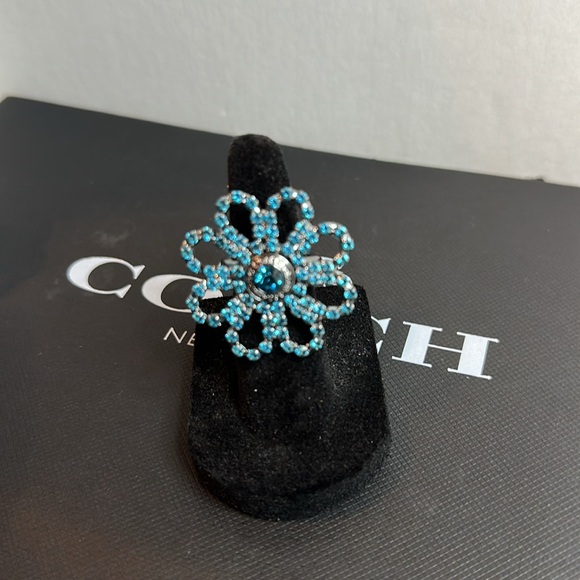 Coach Rare Blue Statement Ring with Floral Design - Picture 5 of 9
